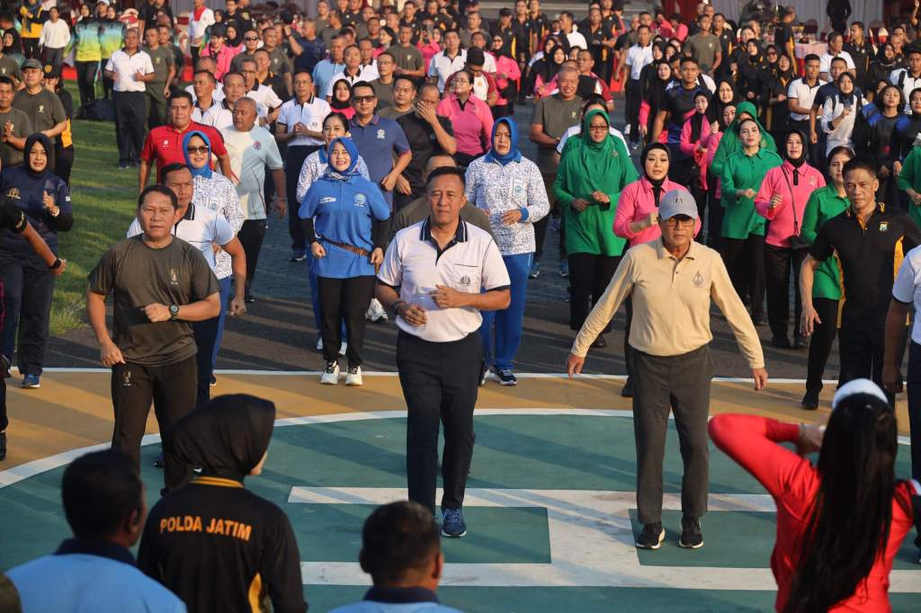 Wujud Sinergitas, Dankodiklatal Olahraga Bersama Peringati HUT Bhayangkara Ke-78