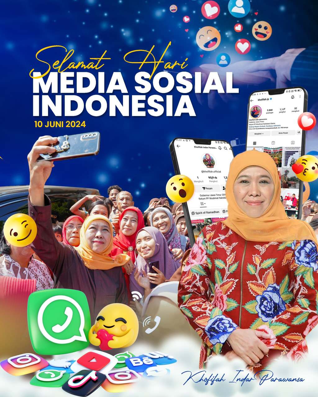 Khofifah Ajak Masyarakat Bijak Bermedia Sosial dan Manfaatkan untuk Tujuan Positif Terutama di Tahun&nbsp;Politik